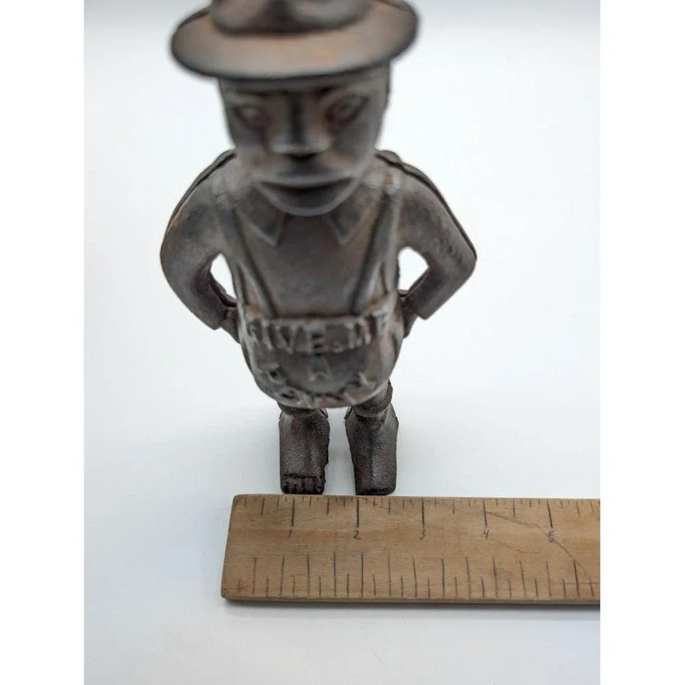 Antique Give Me A Penny Cast Iron Still Bank 7.5